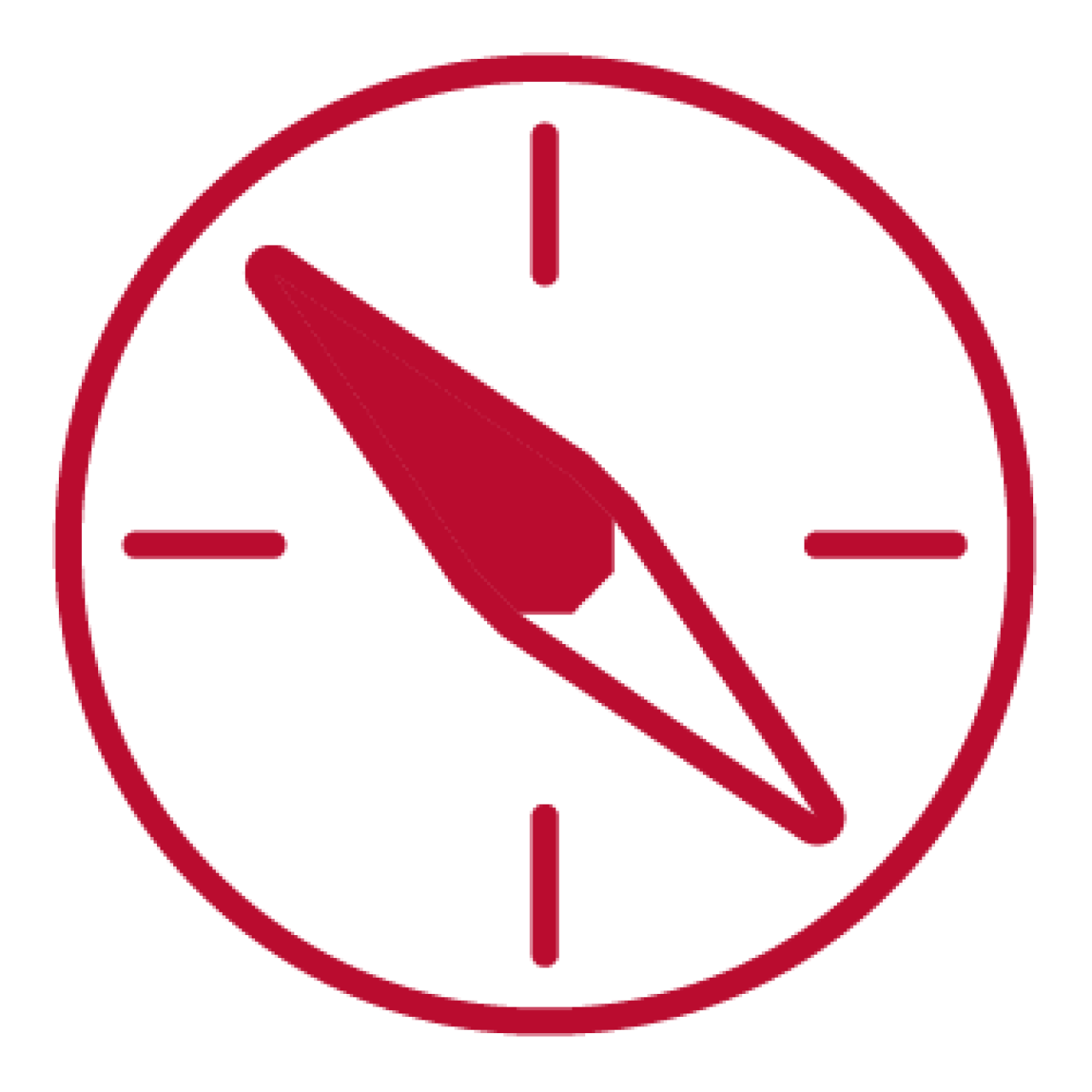 Red line icon of compass