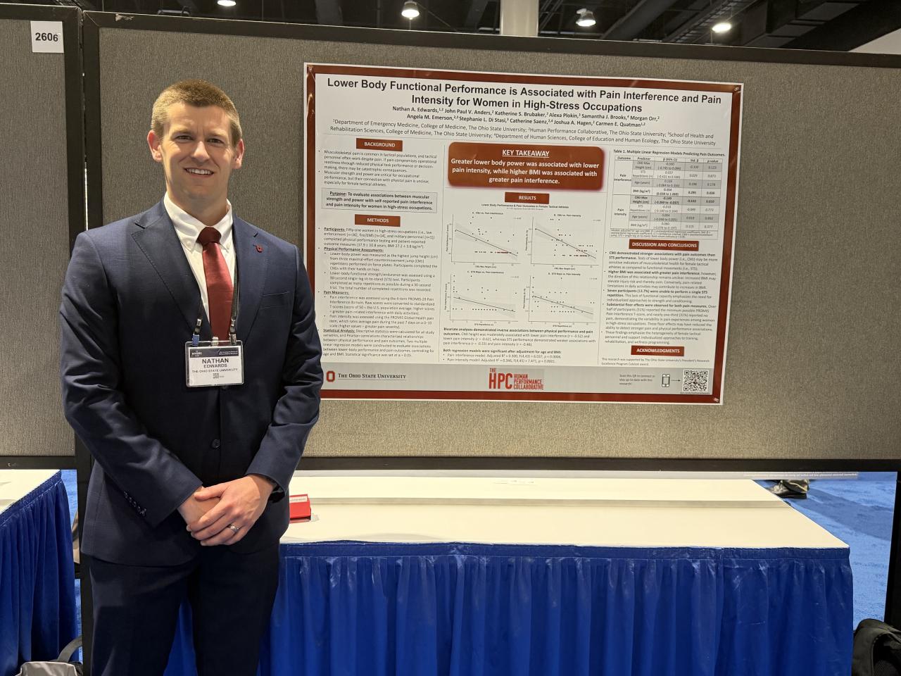 Nathan Edwards presents a research poster at the 2026 Military Health System Research Symposium.